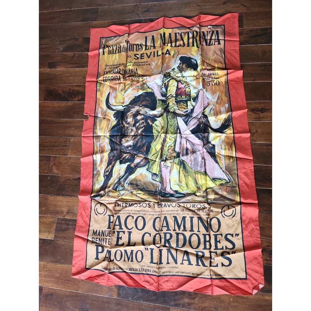 Vintage Spanish Spain Bullfight FABRIC Poster Printed 30" x 48" El Cordobés